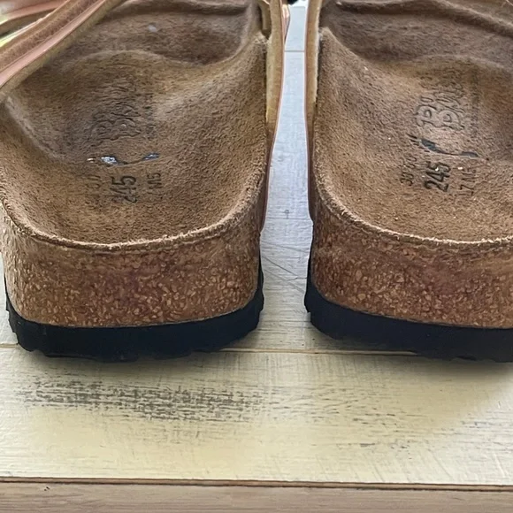 Birkenstock Birki’s Madura Patent Leather Peach Sandals Size EU 38 US 7 - Picture 5 of 9